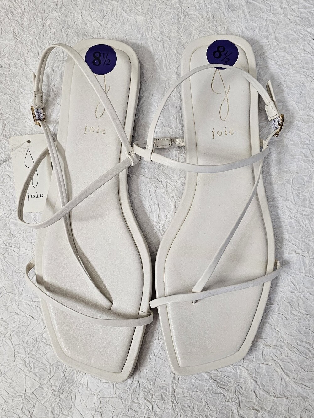 Joie Glory Womens White Minimlaist Square Toe T strap sandals New with tags - Picture 2 of 7